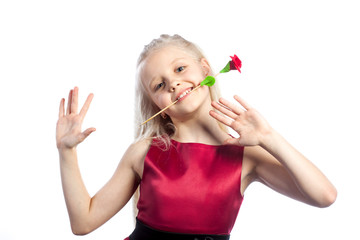 Beautiful blonde girl with rose