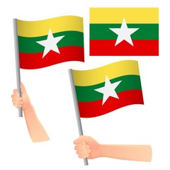 Myanmar flag in hand set