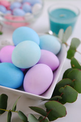 easter eggs and spring flowers