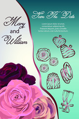 Naklejka premium wedding card with roses. vector illustration