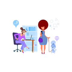 Customer service department concept, flat style, work with staff