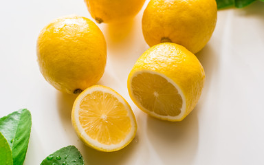Lemon yellow ball on a white background