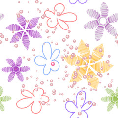 Vector seamless decorative pattern for fabric, paper design. Flower abstraction on a white background.