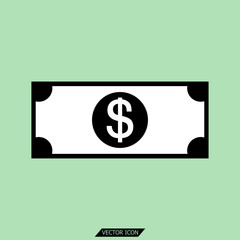 Dollar symbol icon on the floor, light green box vector