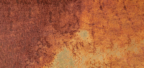 Panoramic grunge rusted metal texture, rust and oxidized metal background. Old metal iron panel