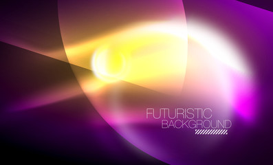 Blurred neon glowing round shapes, abstract circles and lights