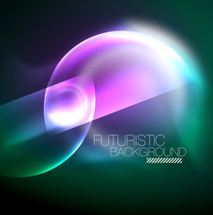 Vector glowing neon circles abstract background