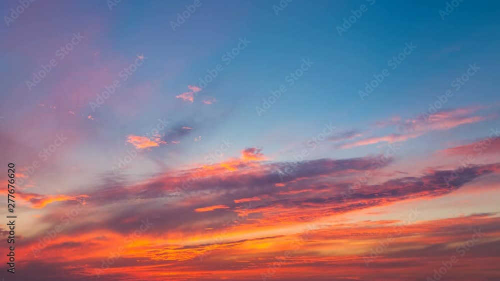 Sticker summer sunset glow time lapse, beautiful burning dusk sky background