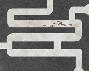 the mice and pipes, abstract graphic illustration