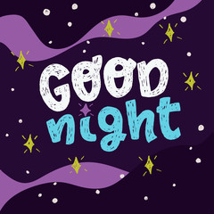 Fototapeta premium Good Night hand lettering inscription