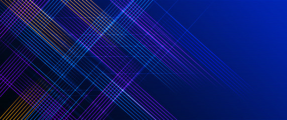 Obraz premium Illustration Abstract glowing, neon light effect, wave line, wavy pattern. Vector design communication techno on blue background. Futuristic digital technology for web or banner background