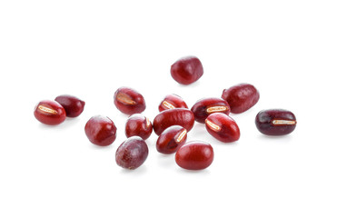 Red bean seeds on white background
