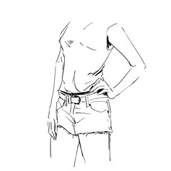 Fashion illustration sketch, scribble freehand woman