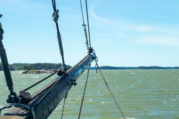 View from the sailboat of sea and archipelago at sunny summer day in Naantali, Finland