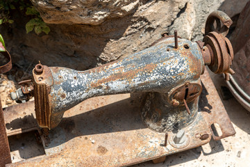 Old and rusty sewing machine