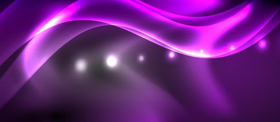 Glossy glowing neon light wave background