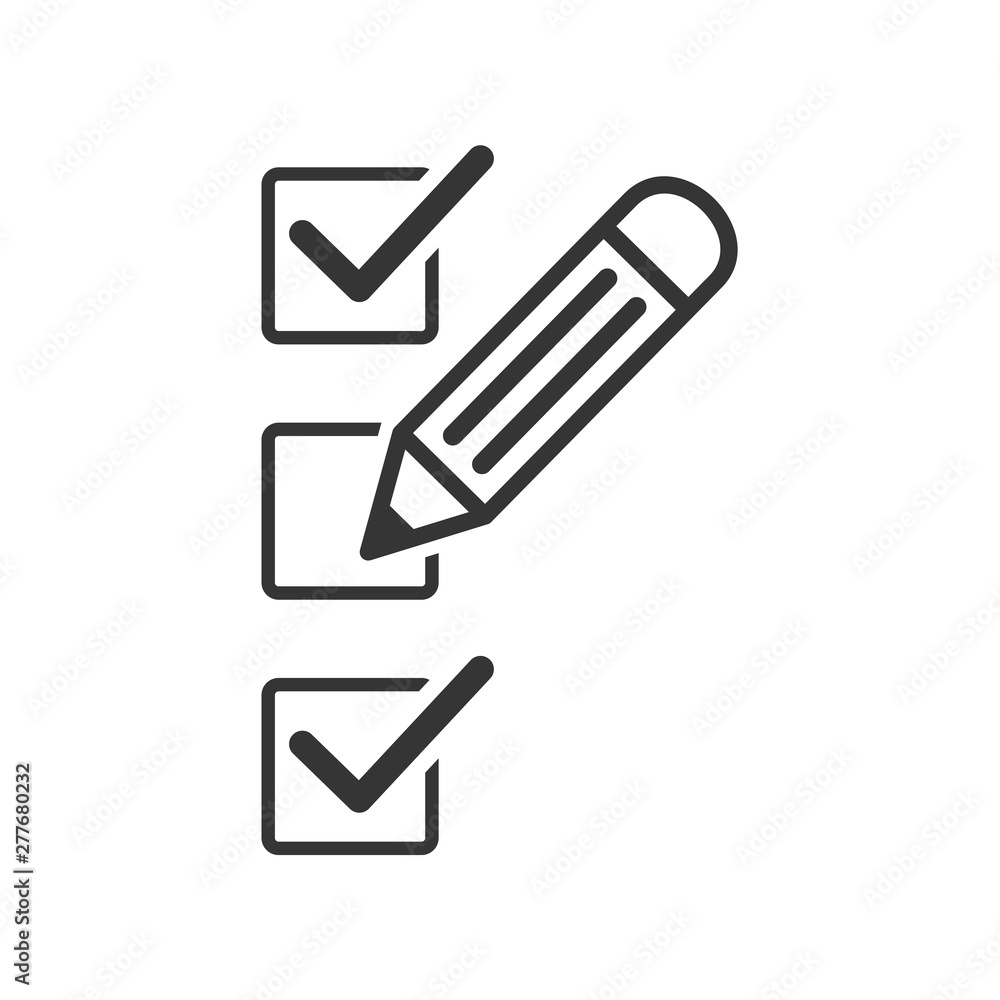 Aufkleber Survey icon template black color editable. Survey symbol vector sign isolated on white background. Simple pictogram for graphic and web design