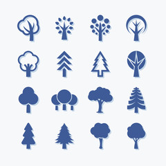 Tree flat vector icons. Forest and park pictogram.
