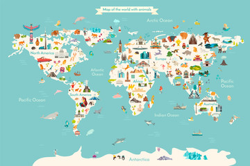 Mapa świata kreskówka dla dzieci
