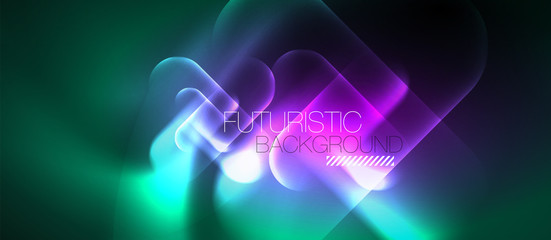 Neon glowing techno lines, hi-tech futuristic abstract background template