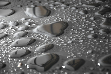 Close up water drops on metal surface can be used for web design