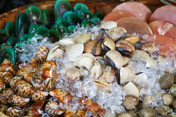seafood on street food can be seen in Thailand and tourist attractions