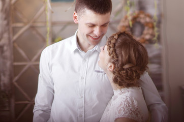 young loving couple looking at each other.