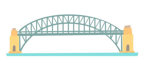 Sydney Harbour bridge vector illustration. Harbour bridge flat cartoon style icon isolated on white background