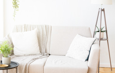 Modern interior design of living room with comfortable furniture