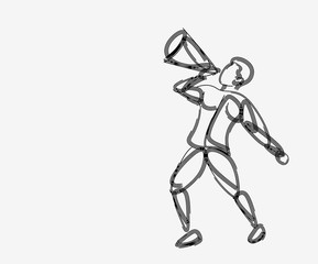 Man hand holding megaphone concept of business announcement, space for text.