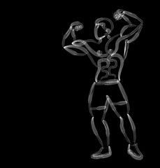 Bodybuilding Sport and activity Line Art drawing, Vector Illustration