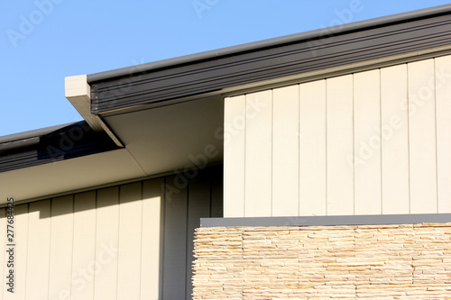 Modern Contemporary Architecture Roof Line with Rock Feature wall