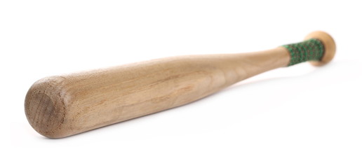 Wooden baseball bat isolated on white background