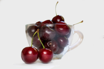 Red sweet cherry isolated on white background 14