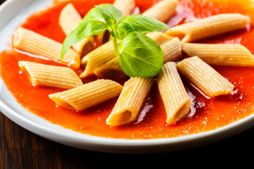 pasta, wholemeal penne with basil