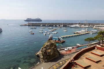 View of marina in Amalfi. Amalfi is a charming resort town on the scenic Amalfi Coast of Italy.