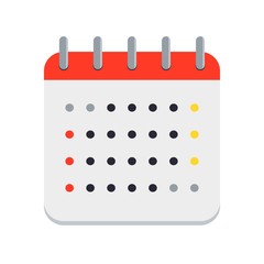 Color calendar isolated on white background. Vector flat icon.