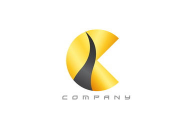 Fototapeta na wymiar C yellow black alphabet letter logo icon design