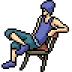 vector pixel art cool man