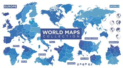 Poster Im Rahmen Weltkarte mit Ländern © Julien Eichinger