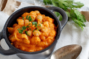 Indian chana masala or chickpea curry