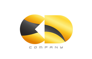 CD C D yellow black combination alphabet letter logo icon design
