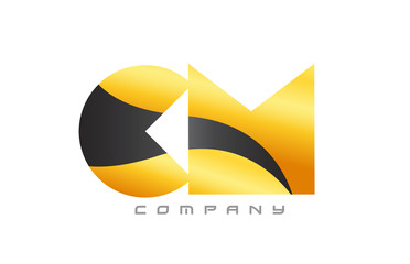 CM C M yellow black combination alphabet letter logo icon design