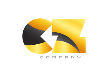 CZ C Z yellow black combination alphabet letter logo icon design