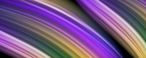 Fluid liquid color wave lines, glowing colorful light effect, abstract composition template. Geometric technology abstract pattern. Movement concept