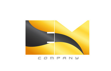 EM E M yellow black combination alphabet letter logo icon design