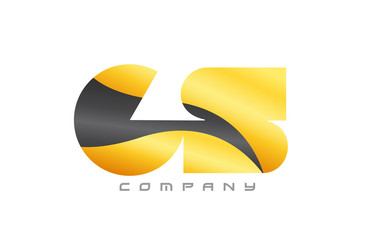 GS G S yellow black combination alphabet letter logo icon design