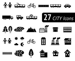 Different monochromatic flat city elements for creating your own map. Easy to edit and recolor - vector object are separated in layers. Map elements for your pattern, web site or other type of design.