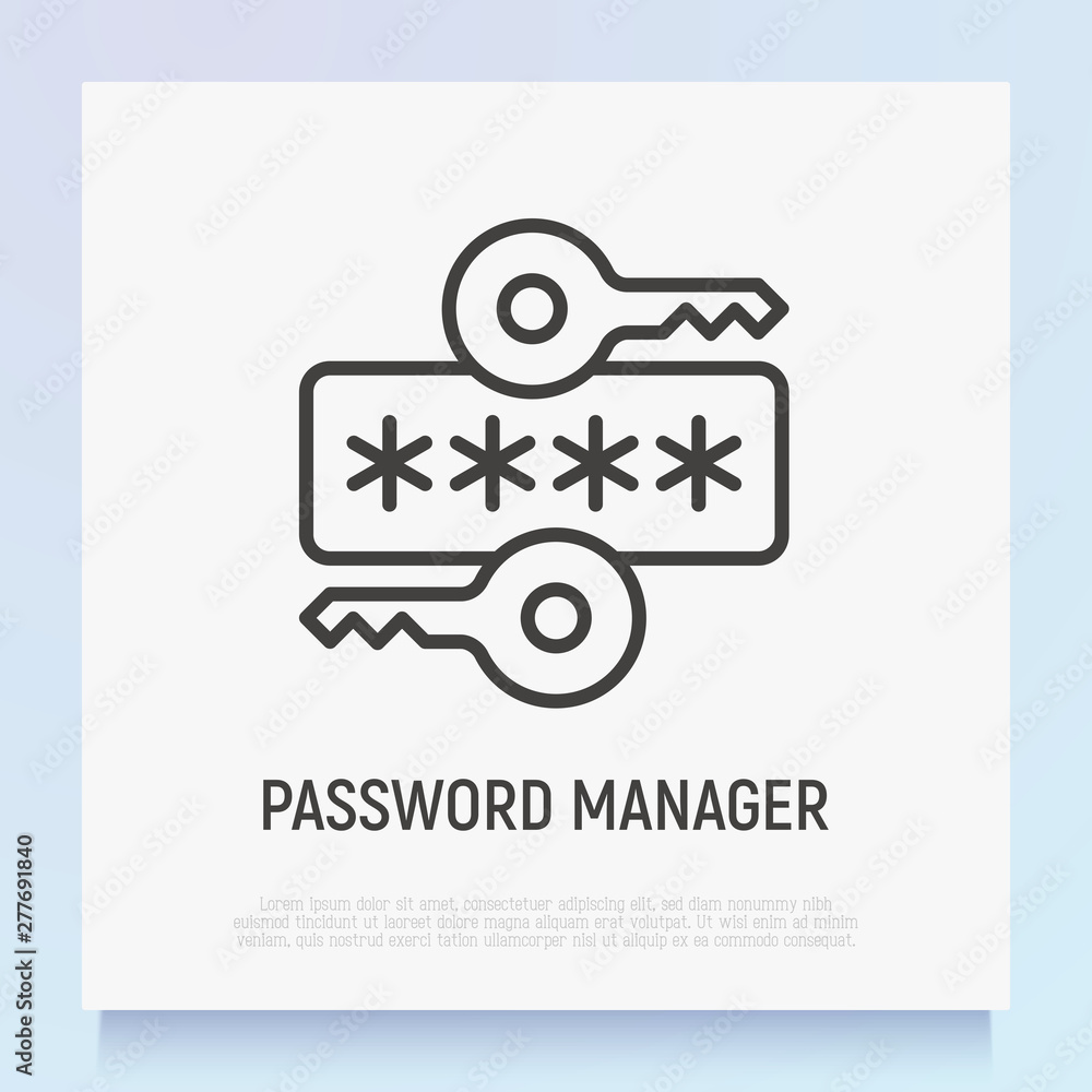 Aufkleber password manager thin line icon. key and secret code. data protection. modern vector illustration.