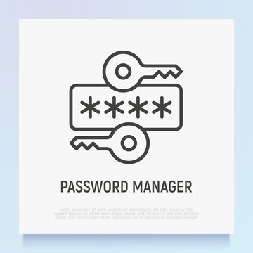 Password Manager Thin Line Icon. Key And Secret Code. Data Protection. Modern Vector Illustration.